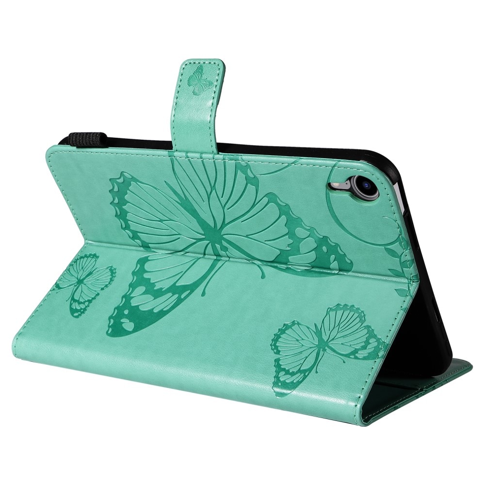 Étui en cuir avec papillons iPad Mini 6 2021 Vert