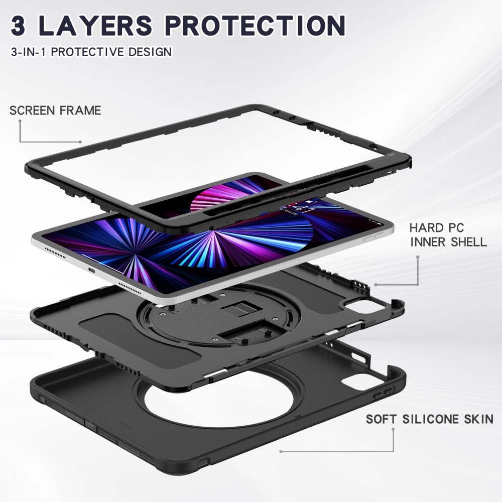 Coque hybride antichoc iPad Pro 11 3rd Gen (2021), noir