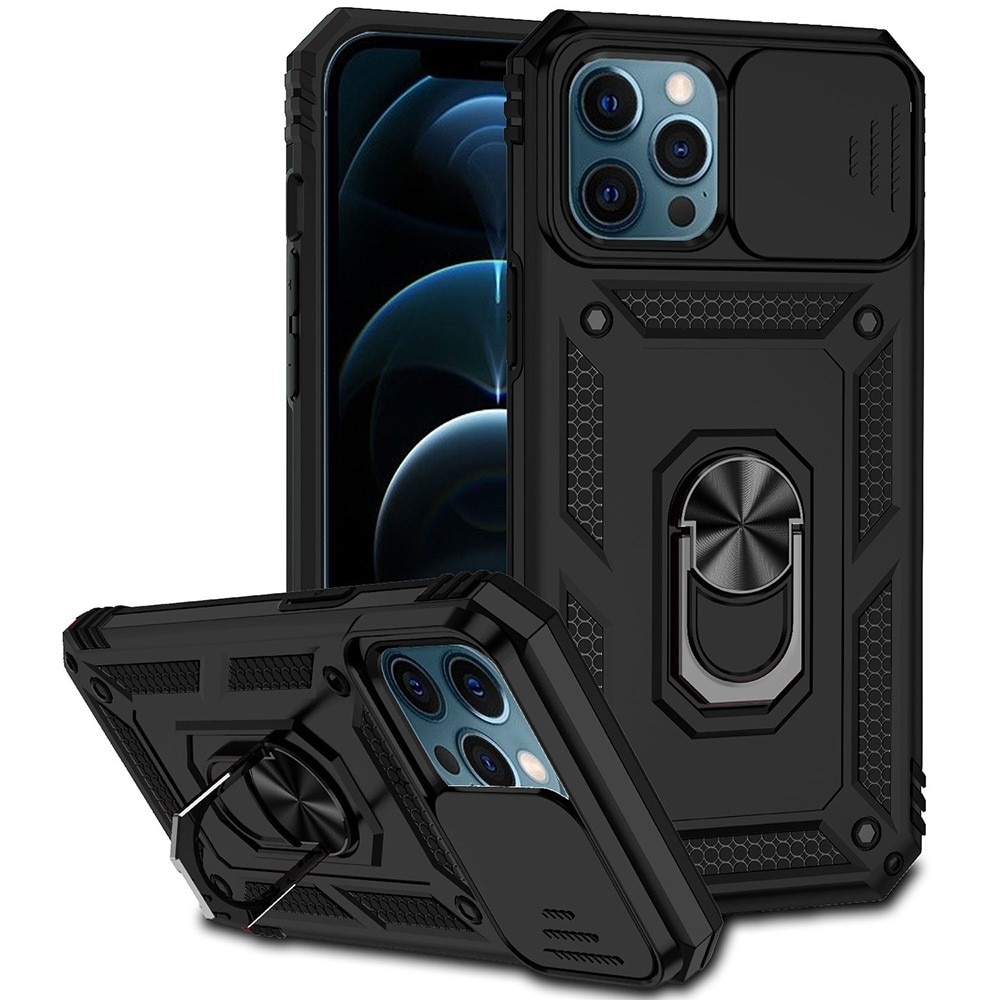 Coque Hybride Ring avec Protège Caméra iPhone 12 Pro Max, Noir