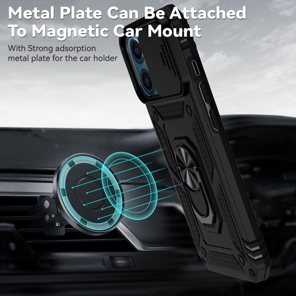 Coque Hybride Ring avec Protège Caméra iPhone 12 Pro Max, Noir