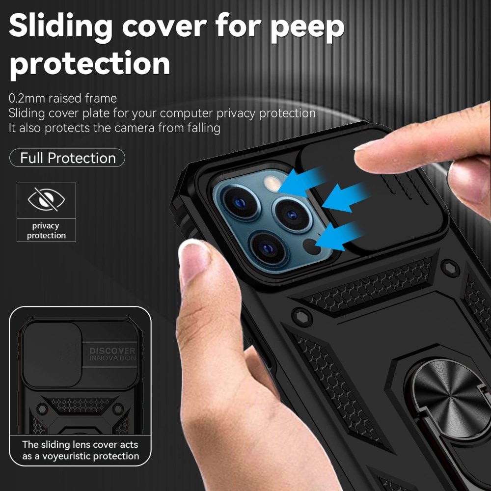 Coque Hybride Ring avec Protège Caméra iPhone 12 Pro Max, Noir