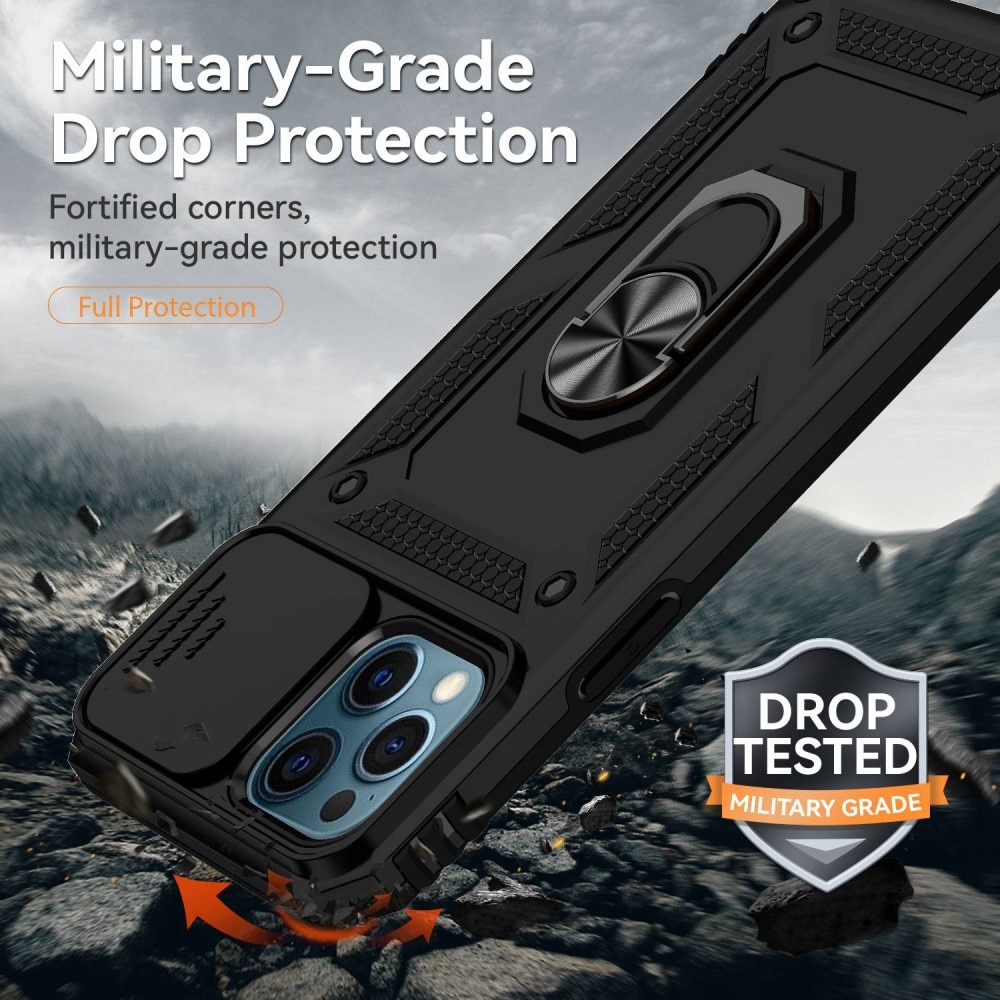 Coque Hybride Ring avec Protège Caméra iPhone 12 Pro Max, Noir