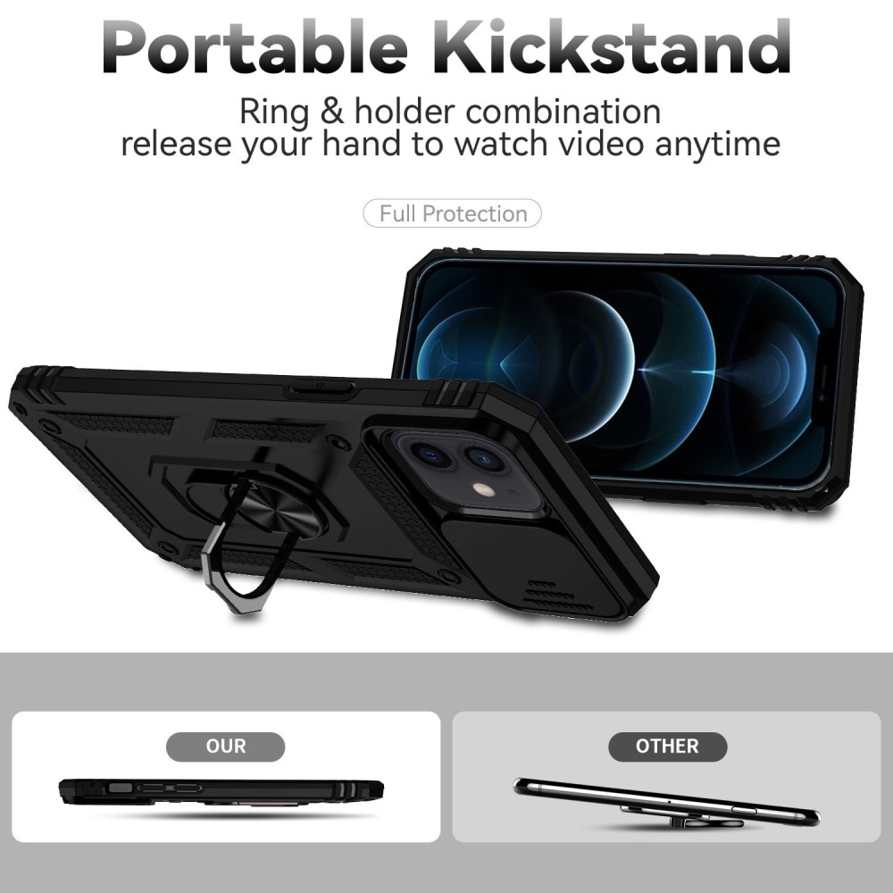 Coque Hybride Ring avec Protège Caméra iPhone 12/iPhone 12 Pro, Noir