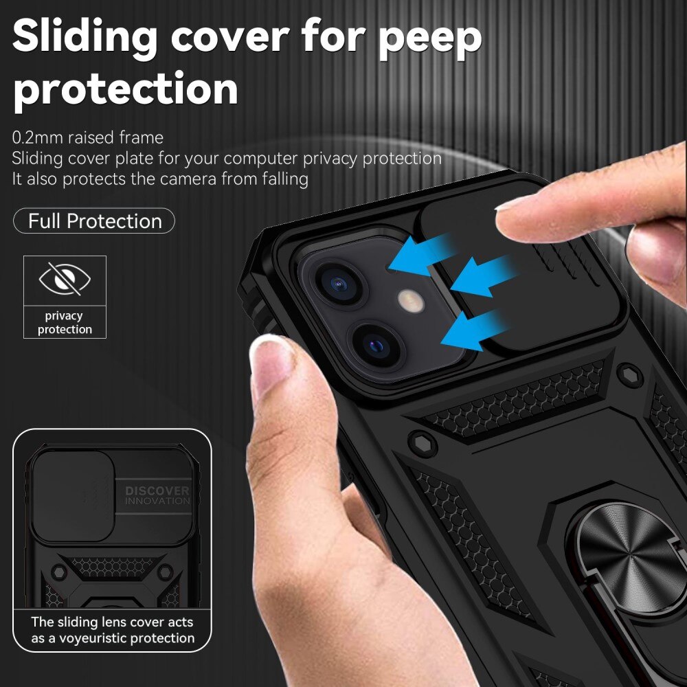 Coque Hybride Ring avec Protège Caméra iPhone 12/iPhone 12 Pro, Noir