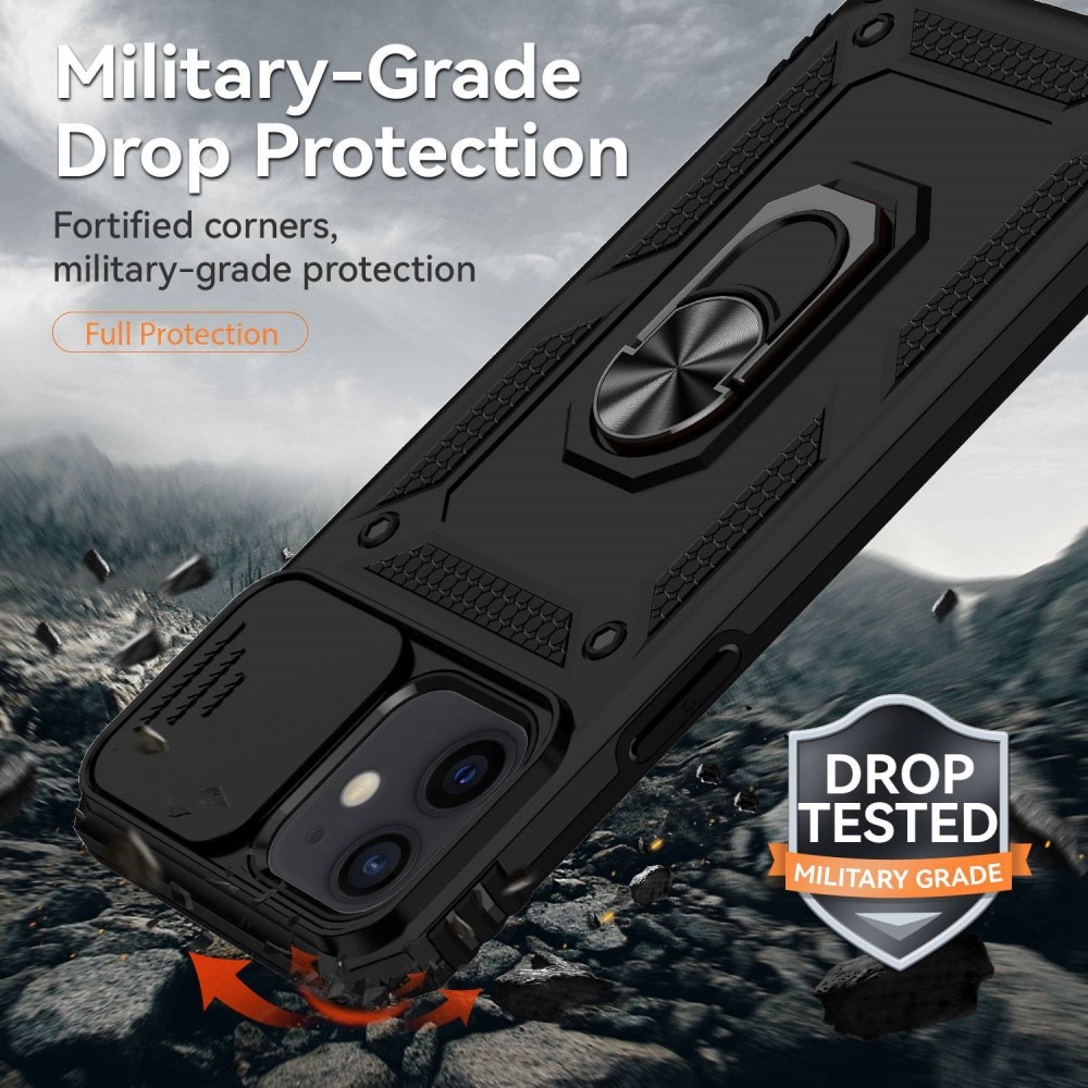 Coque Hybride Ring avec Protège Caméra iPhone 12/iPhone 12 Pro, Noir