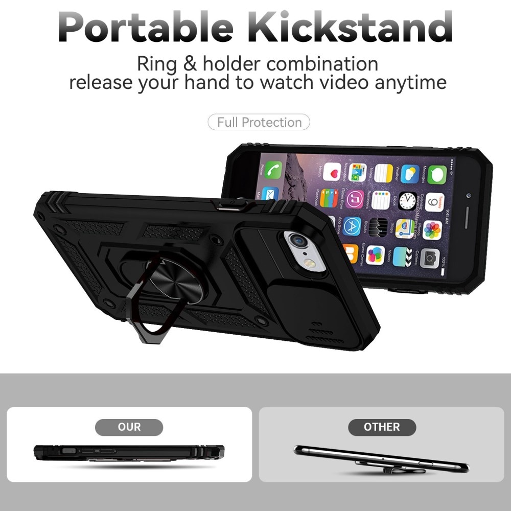 Coque Hybride Ring avec Protège Caméra iPhone 7, Noir
