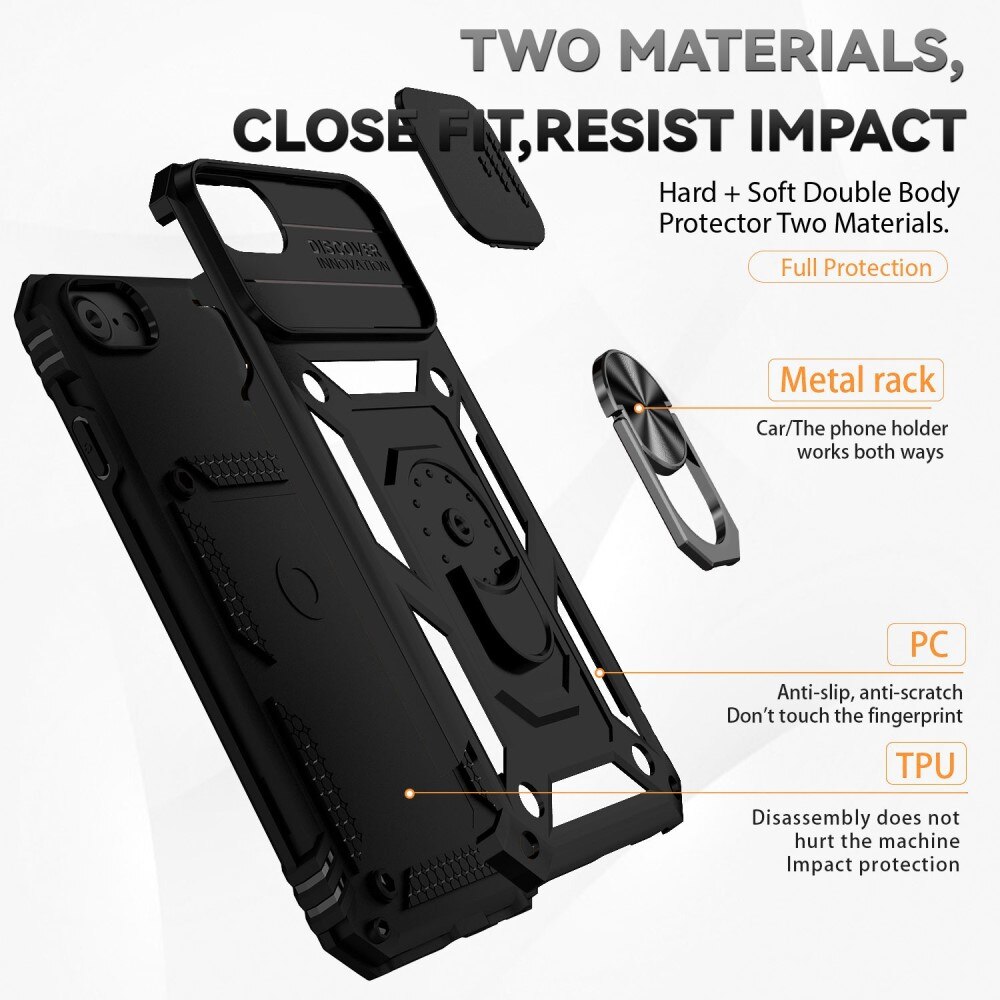 Coque Hybride Ring avec Protège Caméra iPhone 7, Noir