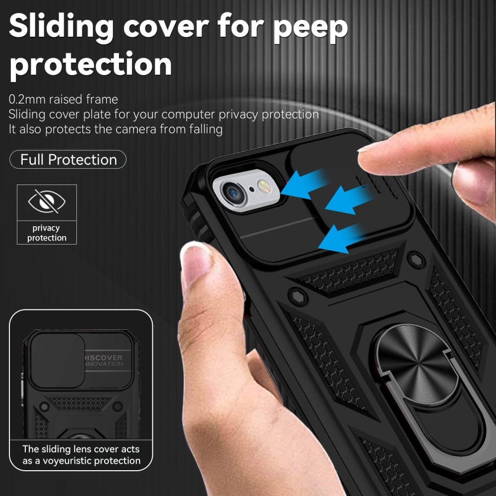 Coque Hybride Ring avec Protège Caméra iPhone 7, Noir