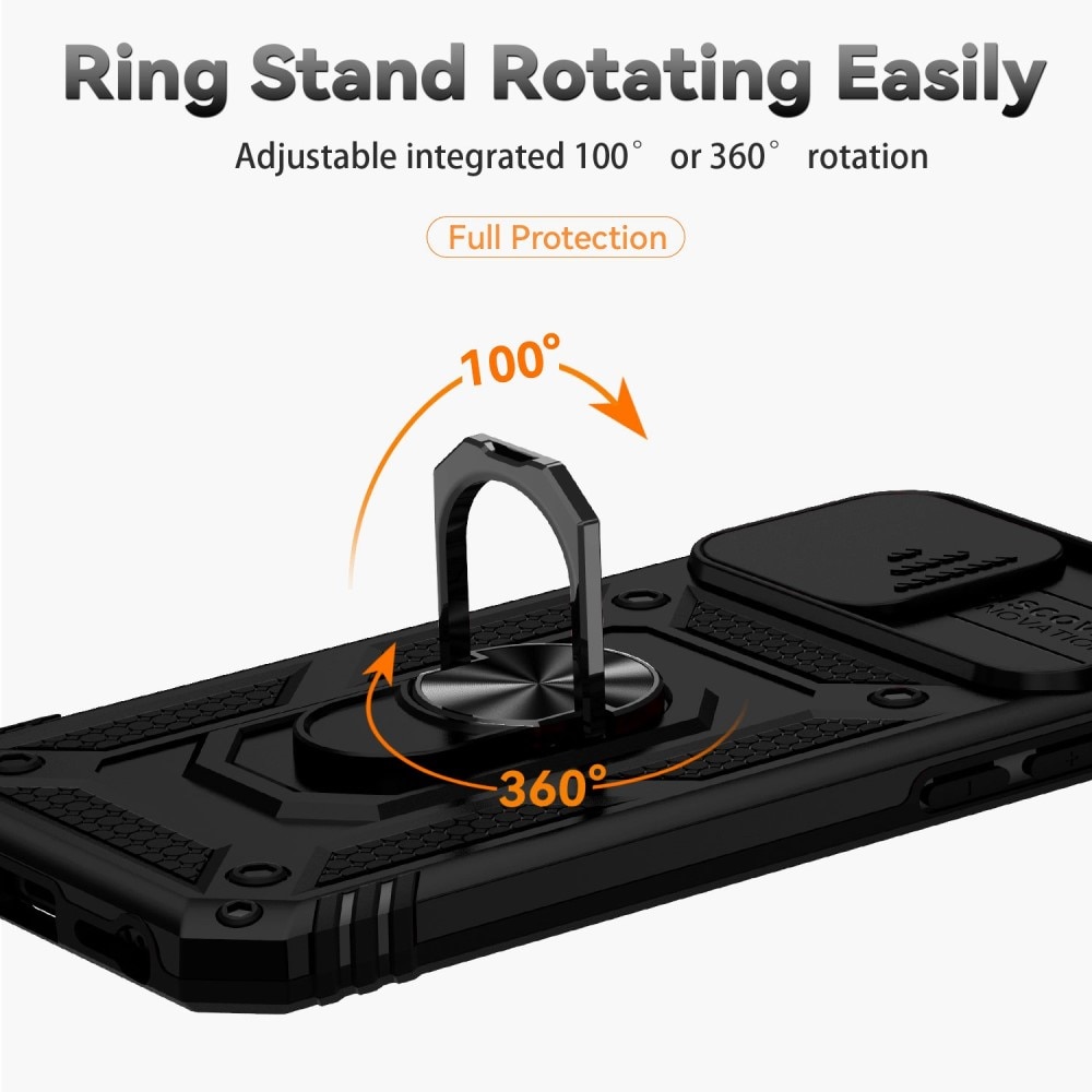 Coque Hybride Ring avec Protège Caméra iPhone SE (2022), noir