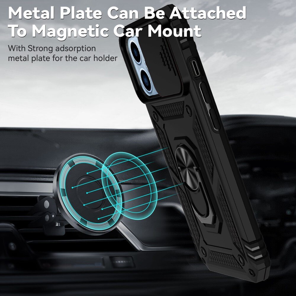Coque Hybride Ring avec Protège Caméra iPhone 13 Pro Max, Noir