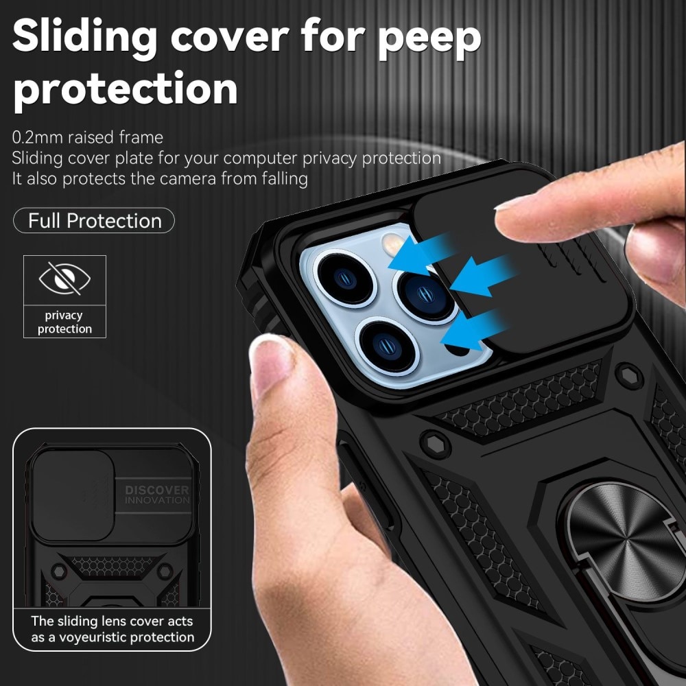 Coque Hybride Ring avec Protège Caméra iPhone 13 Pro Max Noir