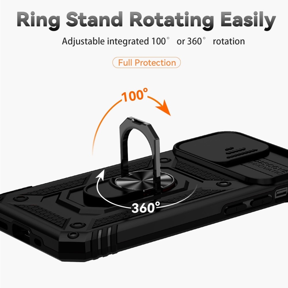Coque Hybride Ring avec Protège Caméra iPhone 13 Pro Max, Noir