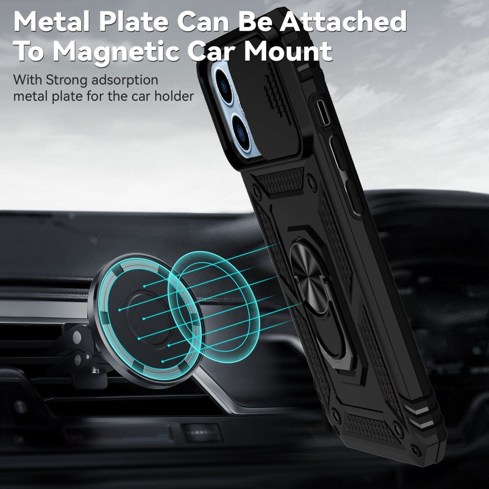 Coque Hybride Ring avec Protège Caméra iPhone 13 Pro, Noir