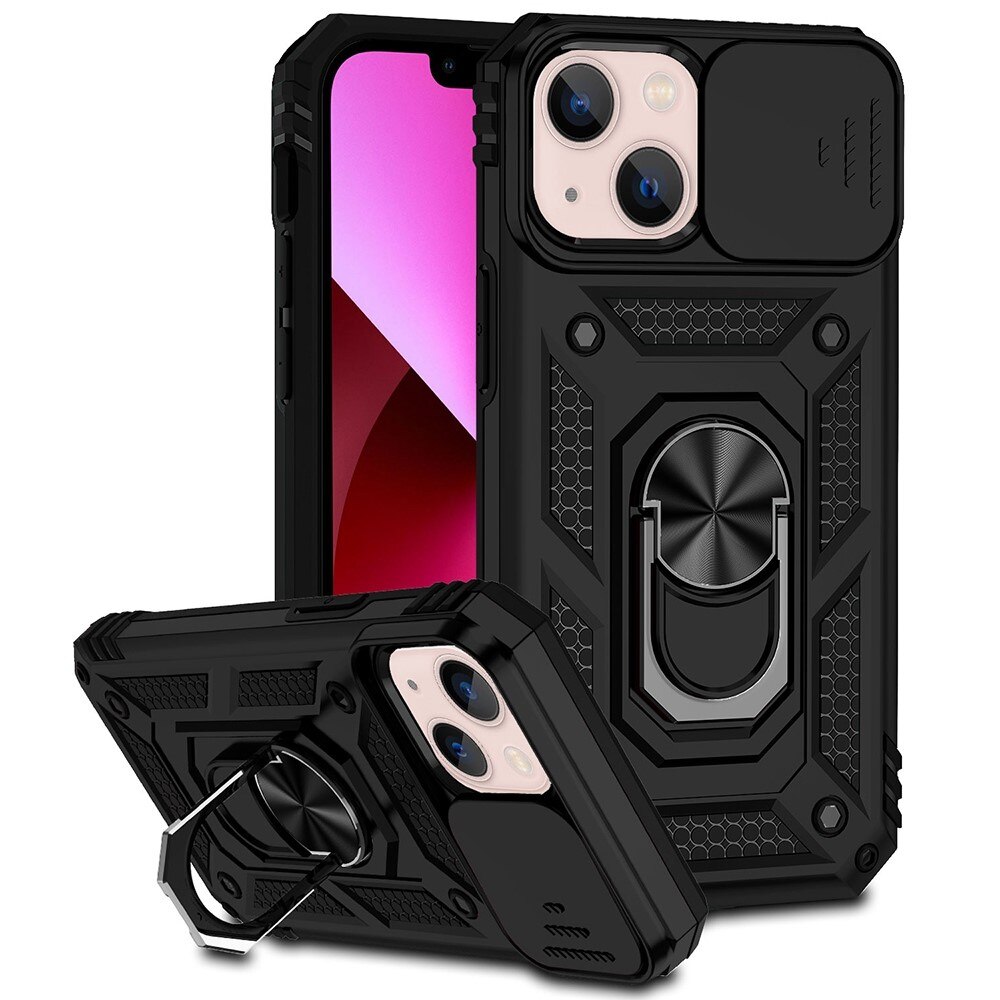 Coque Hybride Ring avec Protège Caméra iPhone 13 Mini, Noir