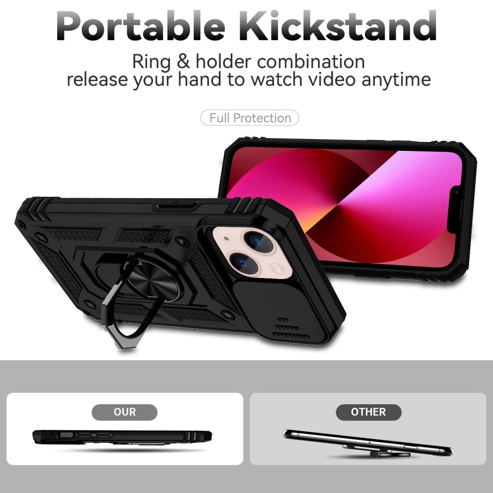 Coque Hybride Ring avec Protège Caméra iPhone 13 Mini, Noir