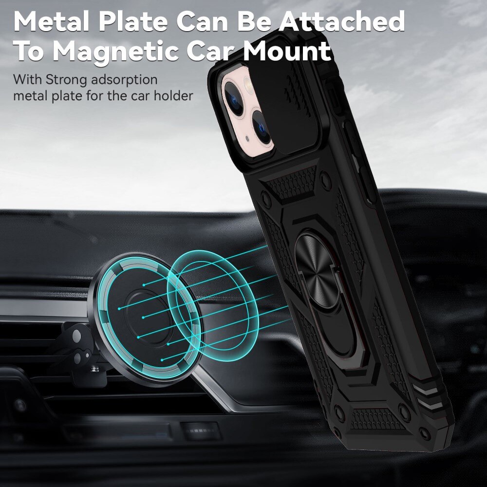 Coque Hybride Ring avec Protège Caméra iPhone 13 Mini, Noir