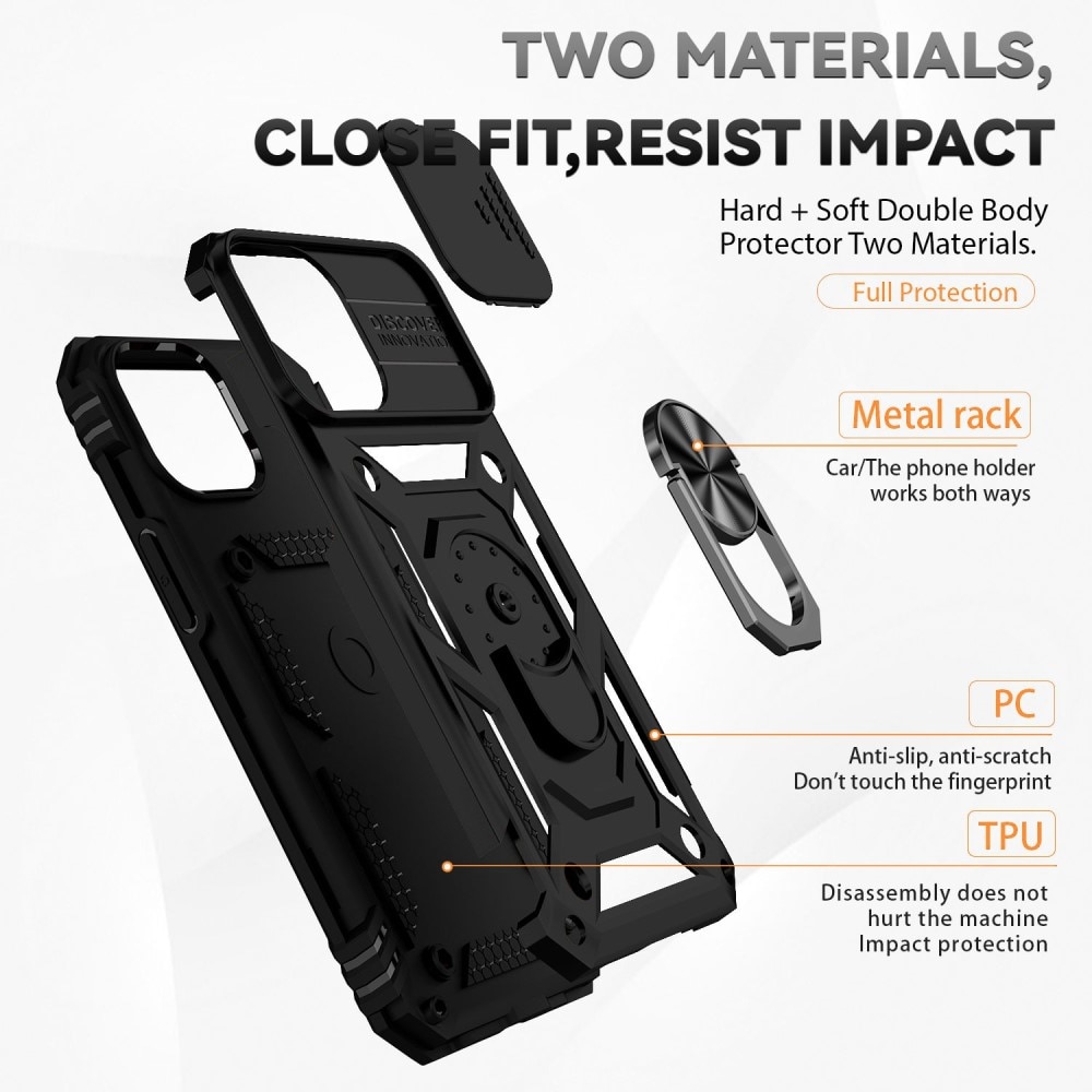 Coque Hybride Ring avec Protège Caméra iPhone 13 Mini, Noir