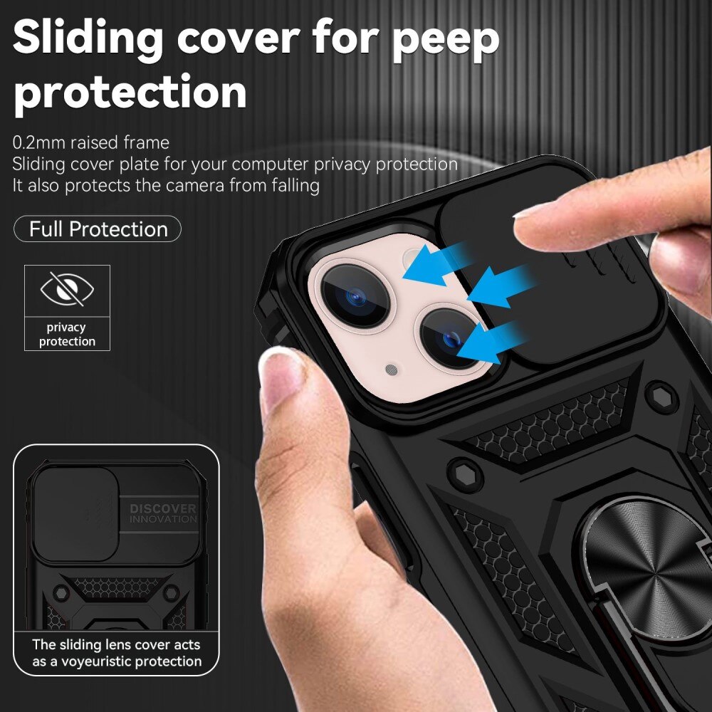 Coque Hybride Ring avec Protège Caméra iPhone 13 Mini, Noir