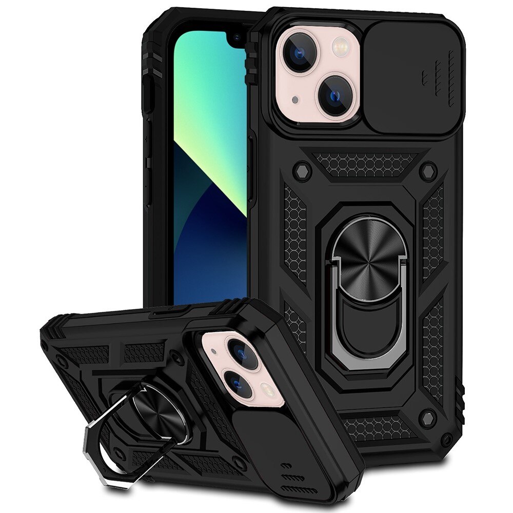 Coque Hybride Ring avec Protège Caméra iPhone 13, Noir