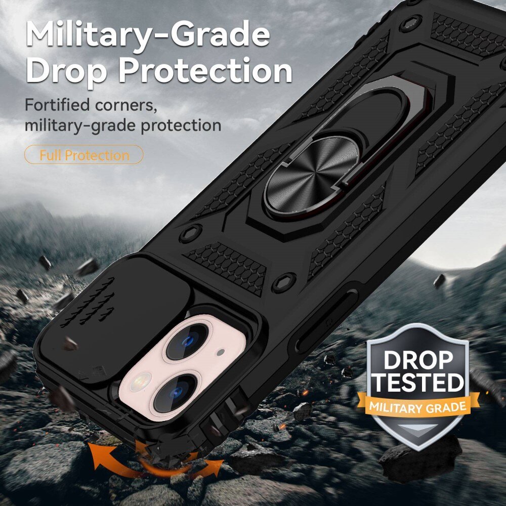 Coque Hybride Ring avec Protège Caméra iPhone 13, Noir