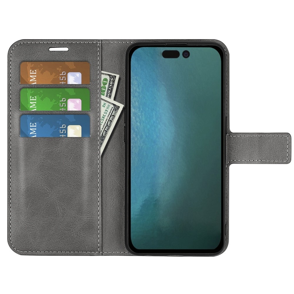 Étui portefeuille Leather Wallet iPhone 14 Pro Max Grey
