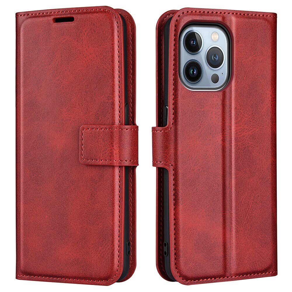 Étui portefeuille Leather Wallet iPhone 14 Pro Max Red