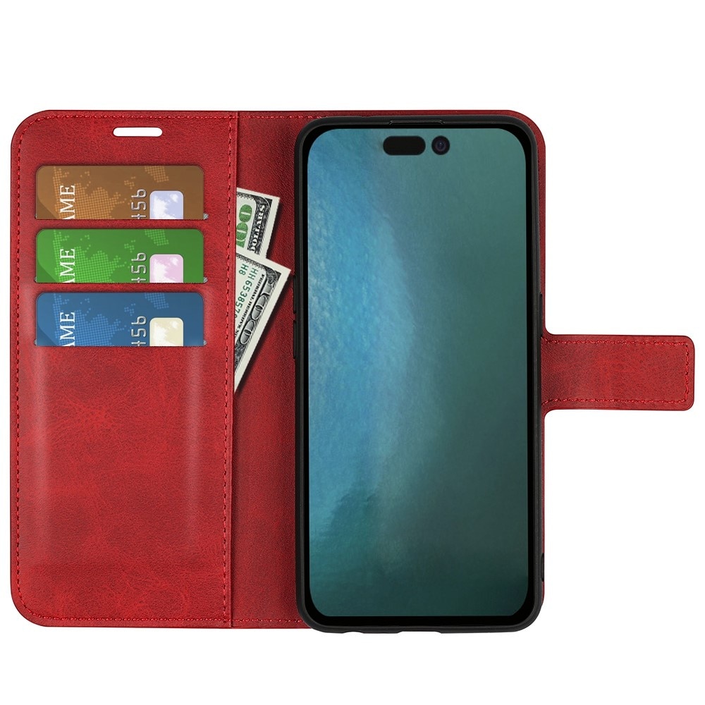 Étui portefeuille Leather Wallet iPhone 14 Pro Max Red
