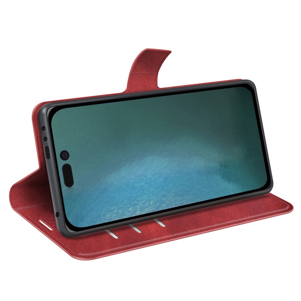 Étui portefeuille Leather Wallet iPhone 14 Pro Max Red