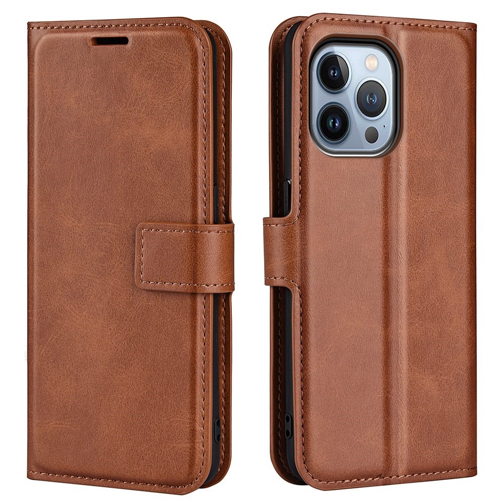 Étui portefeuille Leather Wallet iPhone 14 Pro Max Brown