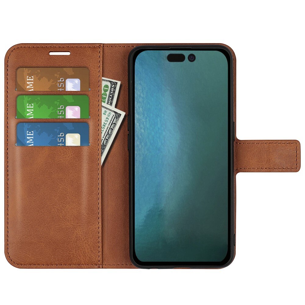 Étui portefeuille Leather Wallet iPhone 14 Pro Max Brown