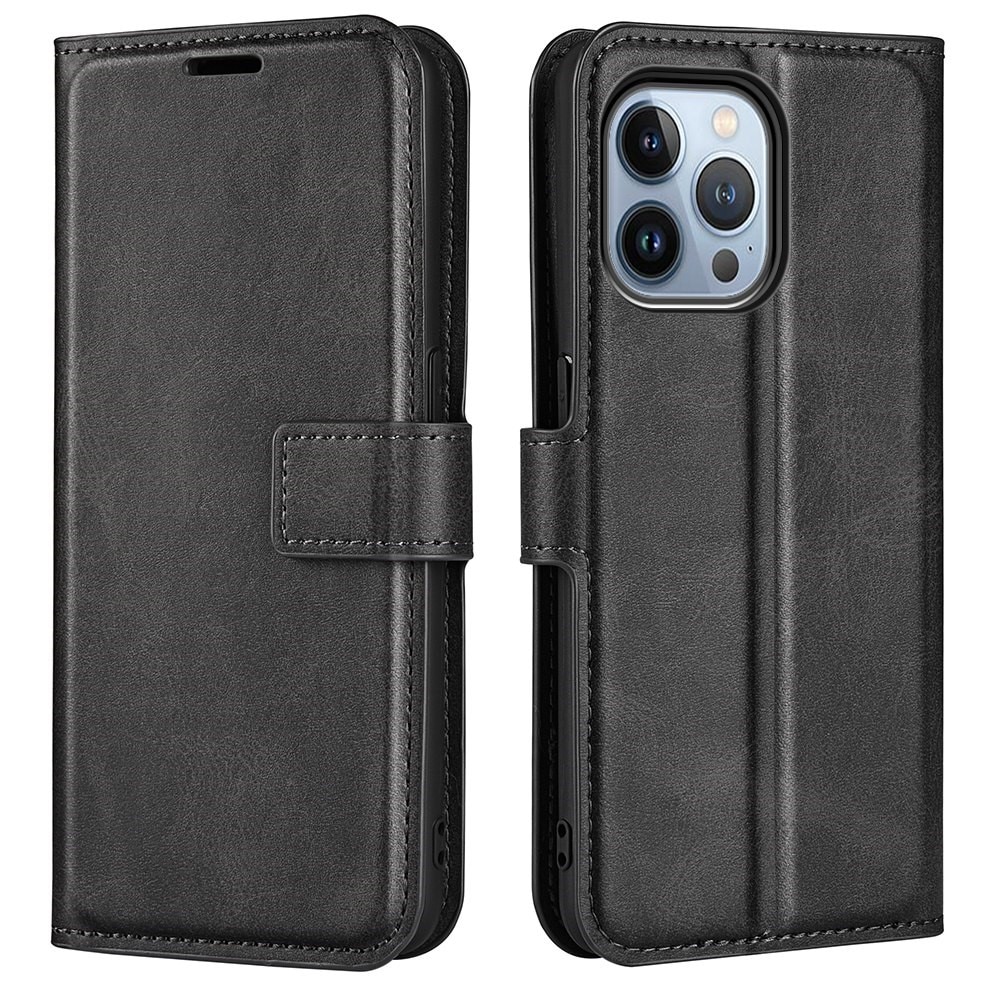 Étui portefeuille Leather Wallet iPhone 14 Pro Black