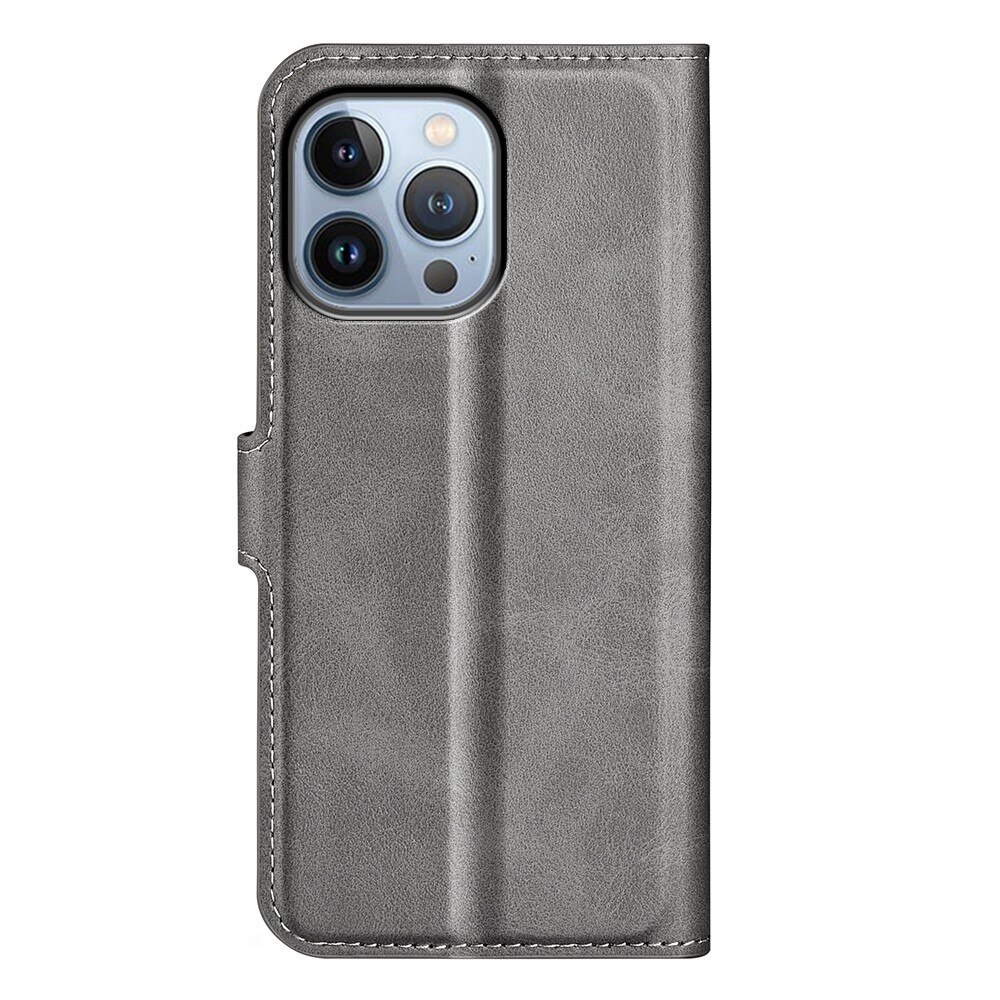 Étui portefeuille Leather Wallet iPhone 14 Pro Grey
