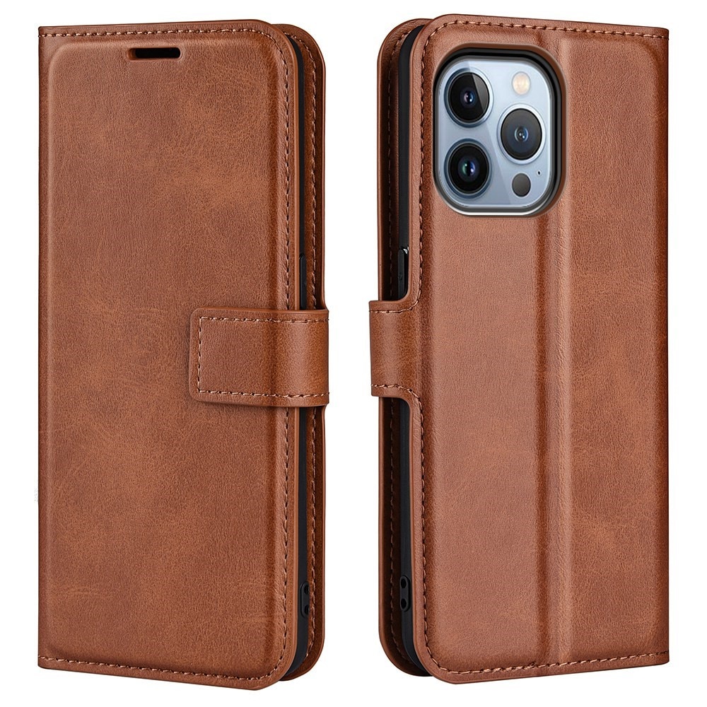 Étui portefeuille Leather Wallet iPhone 14 Pro Brown