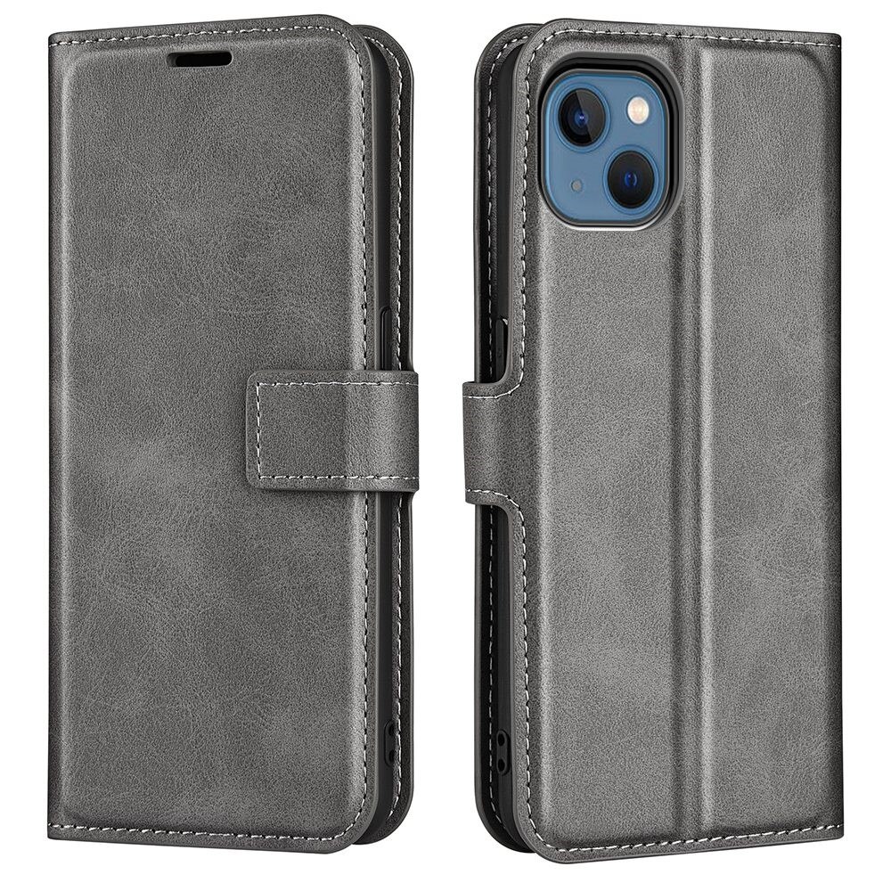 Étui portefeuille Leather Wallet iPhone 14 Grey