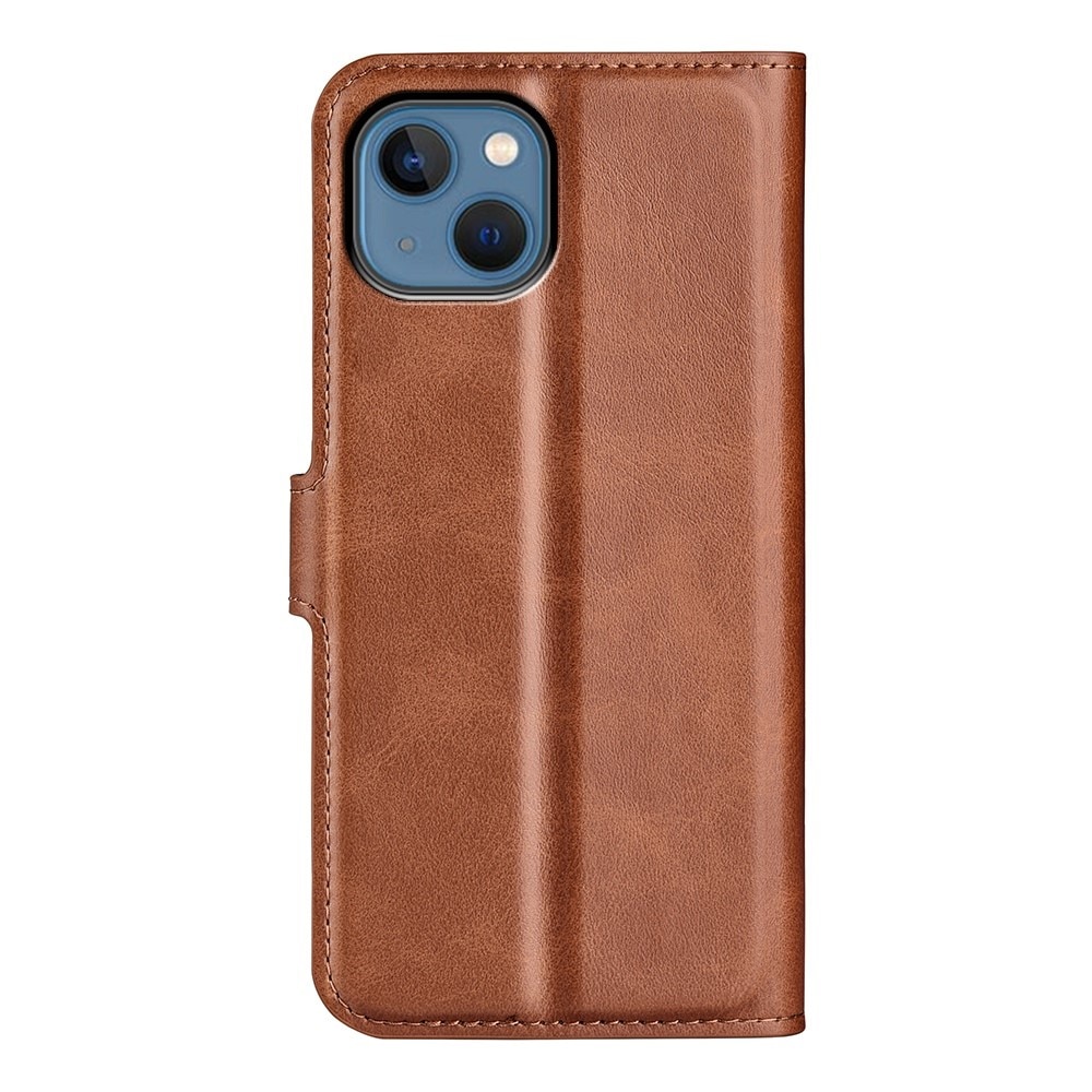 Étui portefeuille Leather Wallet iPhone 14 Brown