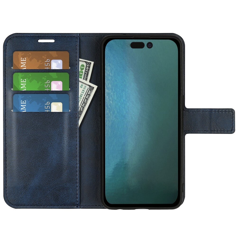 Étui portefeuille Leather Wallet iPhone 14 Plus Blue