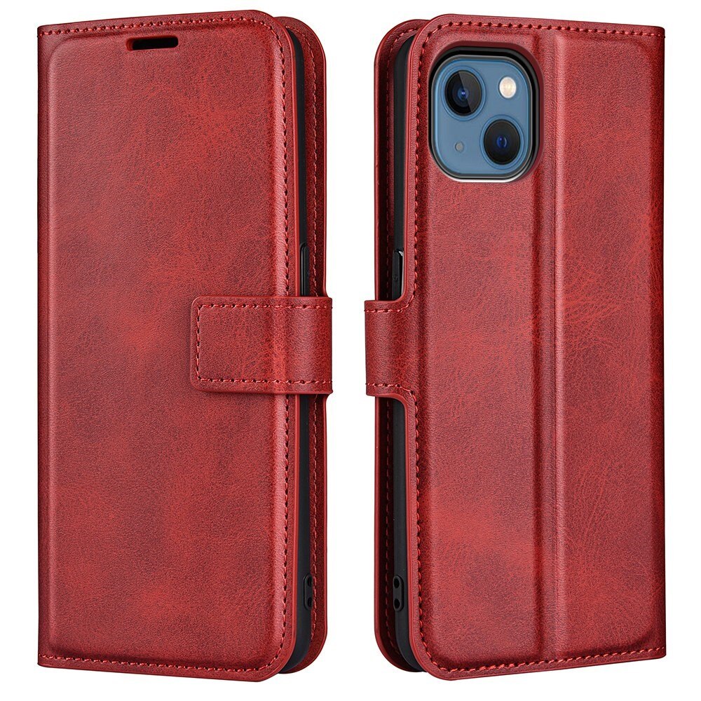 Étui portefeuille Leather Wallet iPhone 14 Plus Red