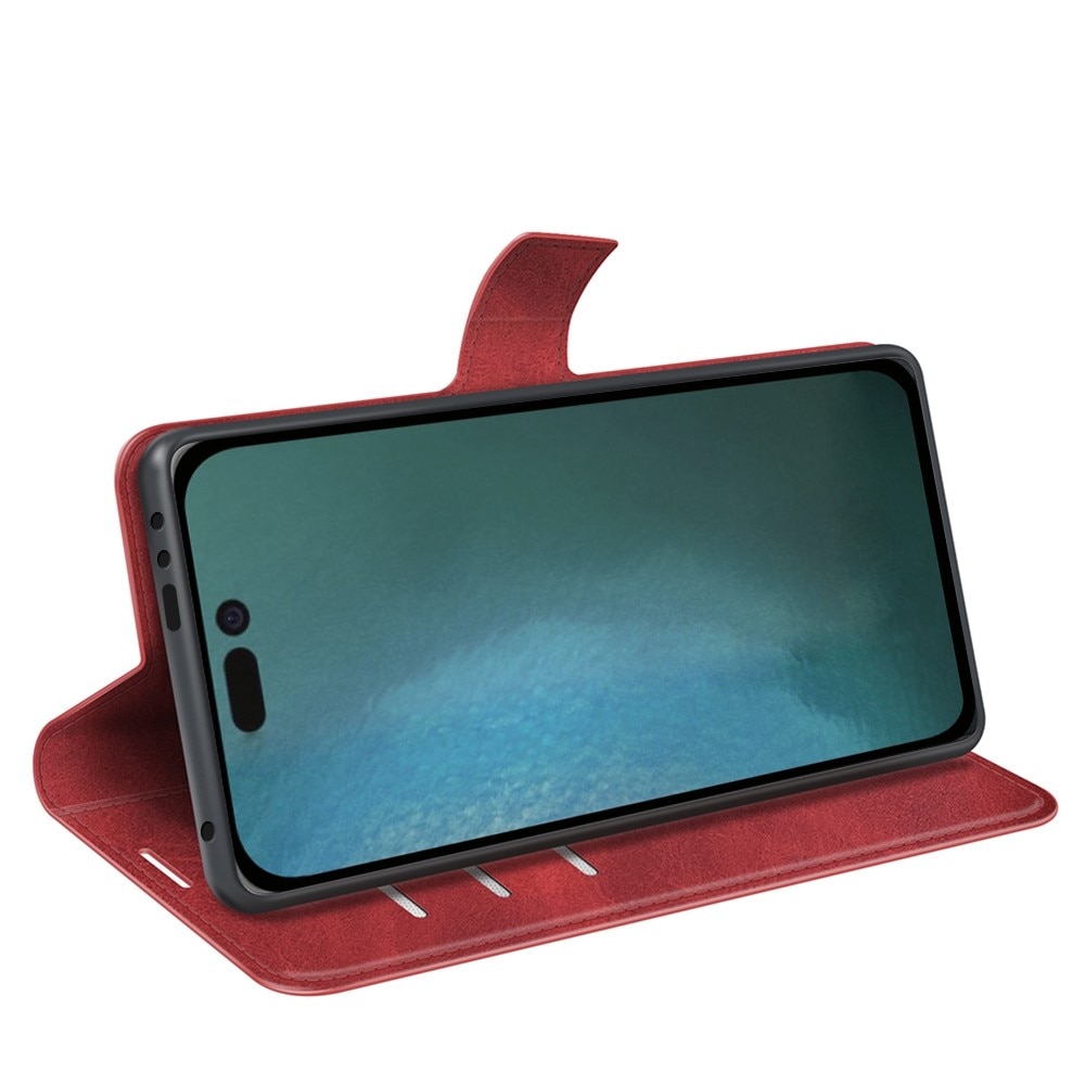 Étui portefeuille Leather Wallet iPhone 14 Plus Red