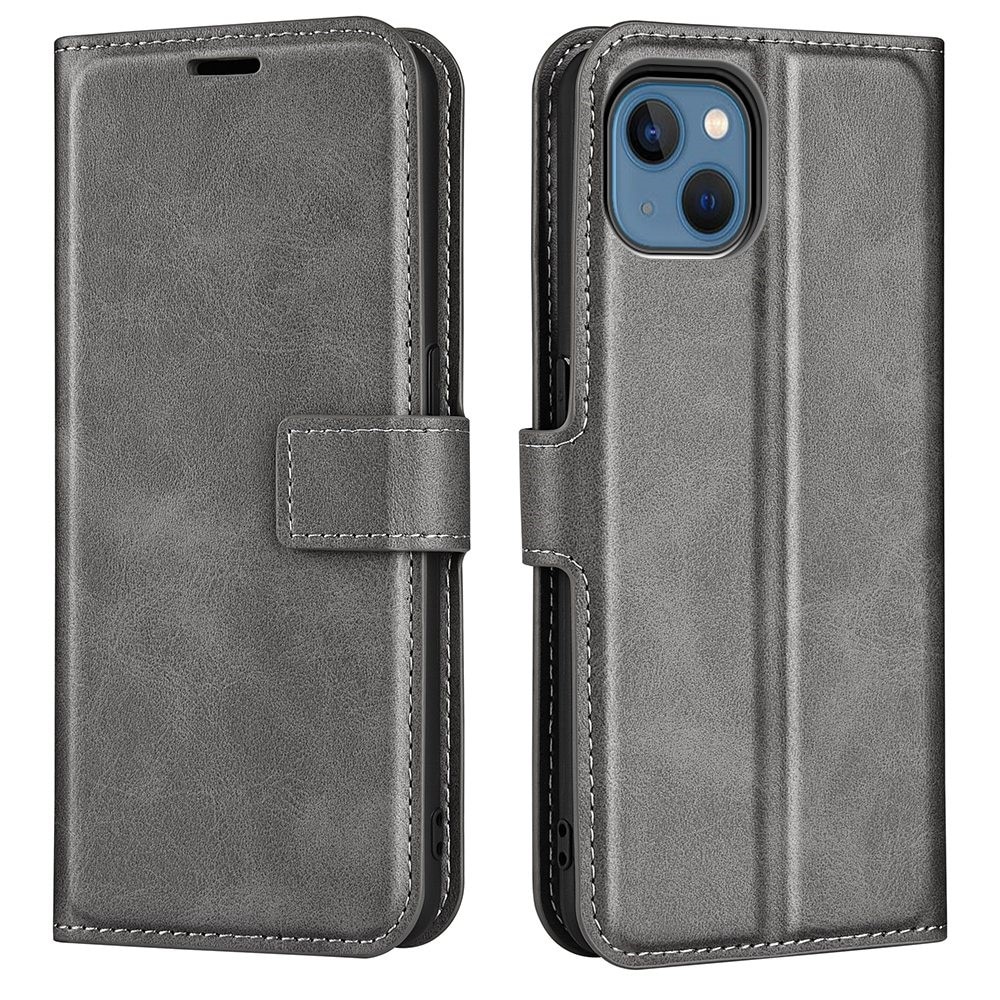 Étui portefeuille Leather Wallet iPhone 14 Plus Grey