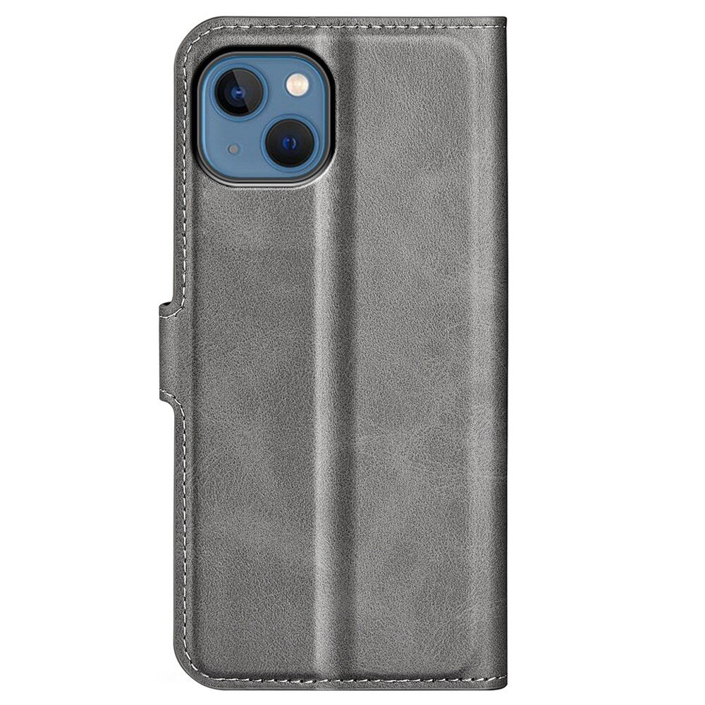 Étui portefeuille Leather Wallet iPhone 14 Plus Grey