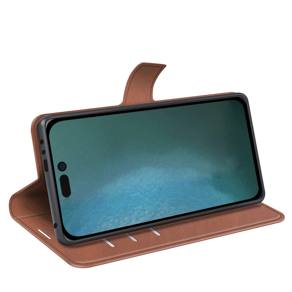 Étui portefeuille Leather Wallet iPhone 14 Plus Brown