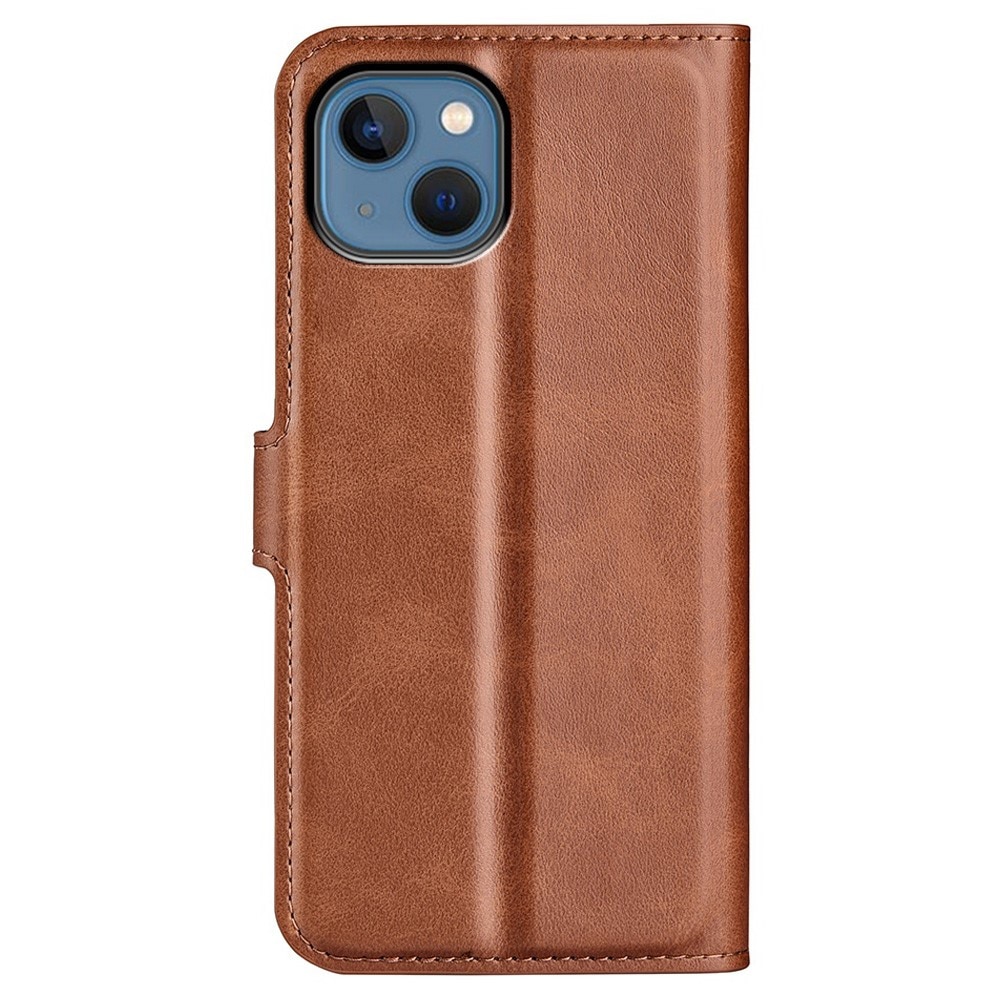 Étui portefeuille Leather Wallet iPhone 14 Plus Brown