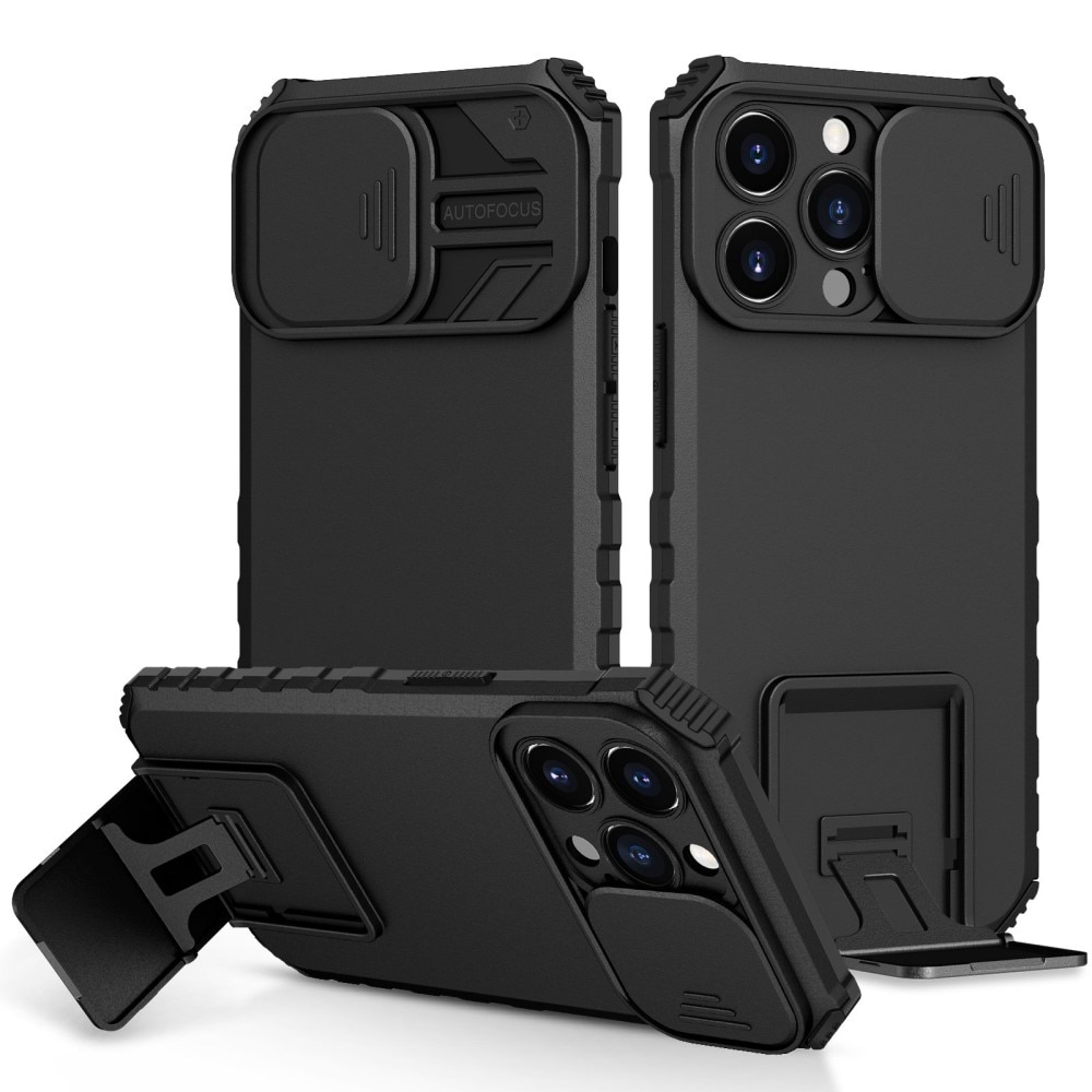 Coque Kickstand avec Protège Caméra iPhone 13 Pro Noir