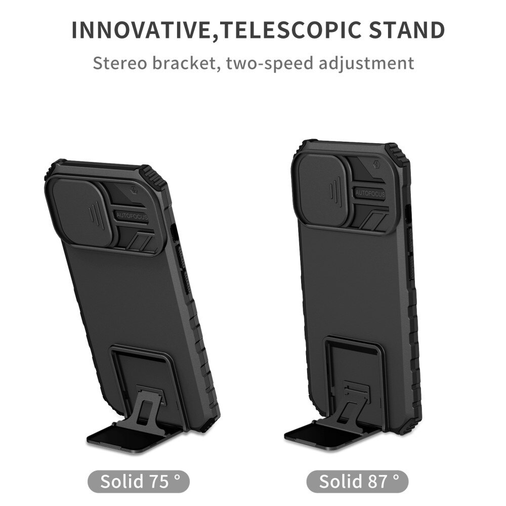 Coque Kickstand avec Protège Caméra iPhone 13 Pro, Noir