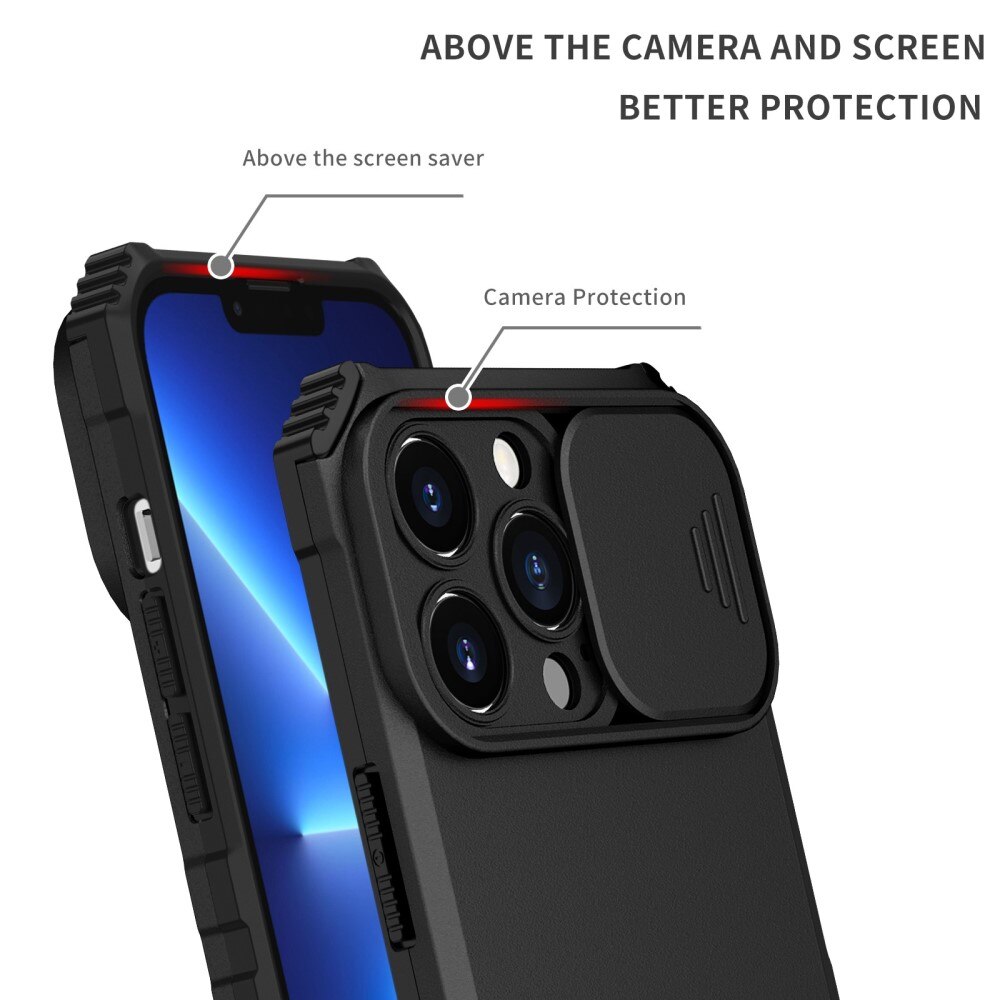 Coque Kickstand avec Protège Caméra iPhone 13 Pro, Noir