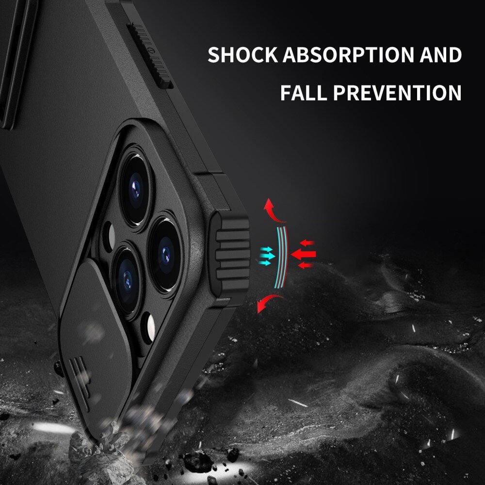 Coque Kickstand avec Protège Caméra iPhone 13 Pro, Noir