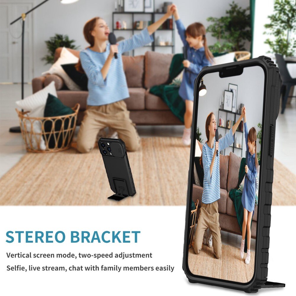 Coque Kickstand avec Protège Caméra iPhone 13 Pro, Noir