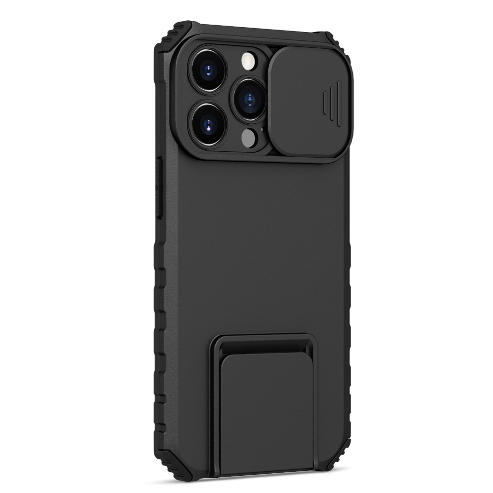 Coque Kickstand avec Protège Caméra iPhone 13 Pro Noir