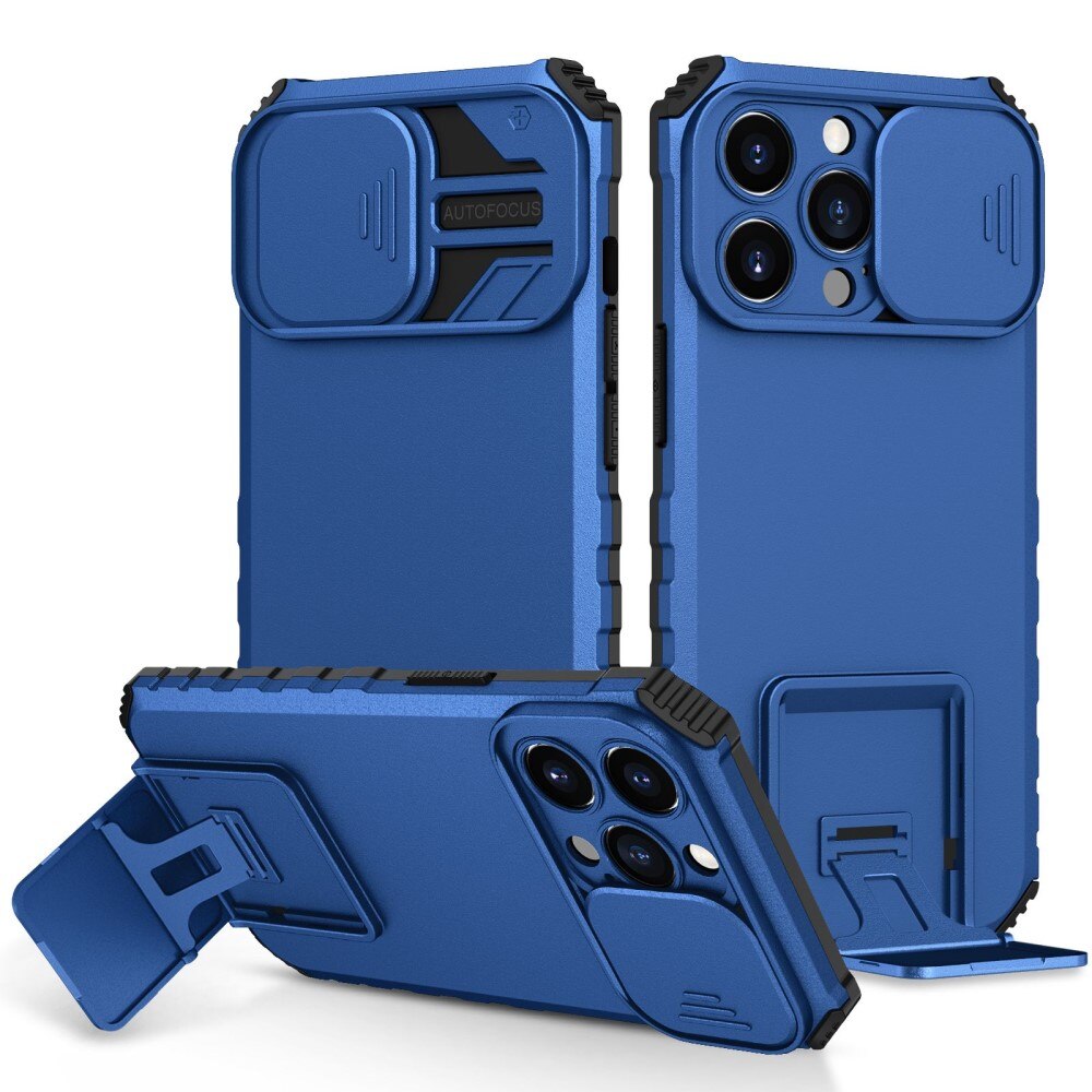 Coque Kickstand avec Protège Caméra iPhone 13 Pro Bleu