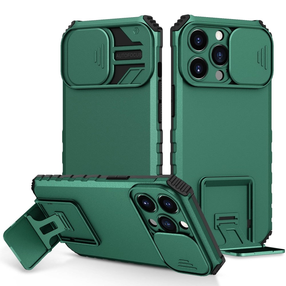 Coque Kickstand avec Protège Caméra iPhone 13 Pro Vert
